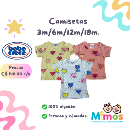 Camisetas Bebecrece corazones