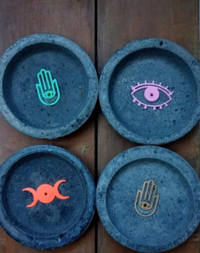 PORTA SAHUMERIO CUENCO CEMENTO DISEÑO COLOR