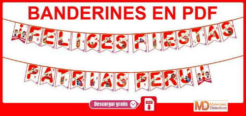 banderines carton fiestas patrias julio