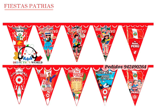 banderines de papel fiestas patrias