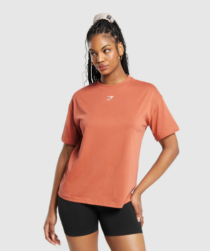 GS Power Oversized T-Shirt - Terracotta Orange(M)