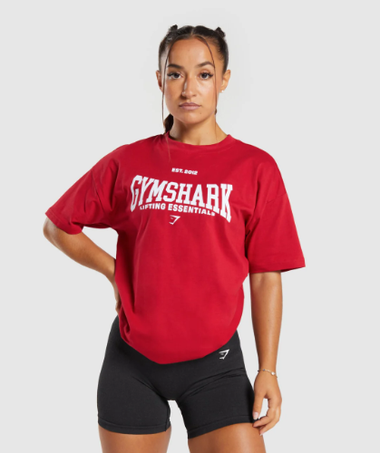 Lifting Essentials Oversized T-Shirt - Carmine Red(S)