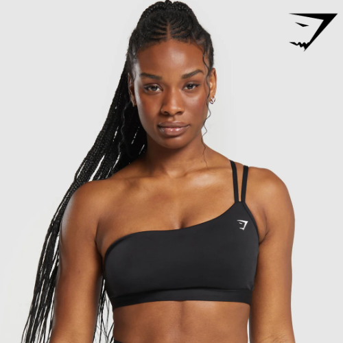 One Shoulder Sports Bra - Black(S)