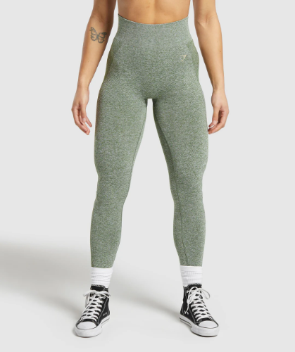 Flex High Waisted Leggings - Force Green/Vanilla Beige (S)