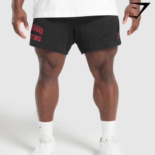 Lifting Mesh 5" Shorts - Black/Conditioning Red(L)