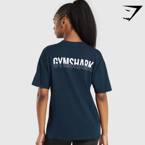 Fraction Oversized T-Shirt - Navy(M)