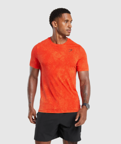 WASHED SEAMLESS T-SHIRT orange (M)