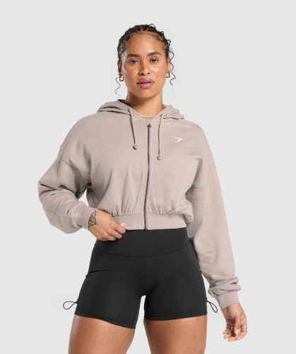 Power Midi Zip Hoodie - Stone Pink(S)