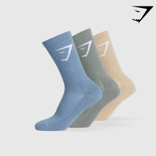 Crew Socks 3pk - Vanilla Beige/Unit Green/Faded Blue