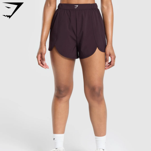 Scallop Hem Shaped Shorts - Plum Brown(XS)