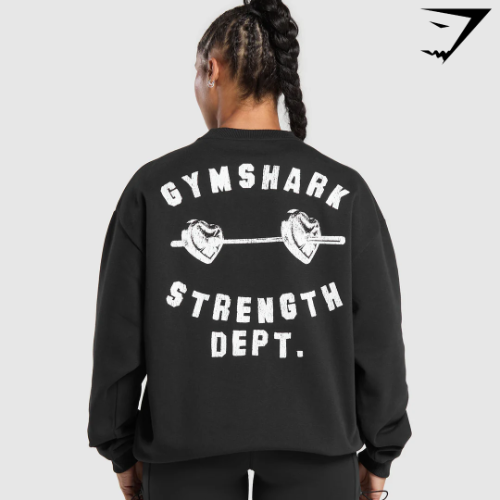 Barbell Hearts (S) Oversized Sweatshirt - Black