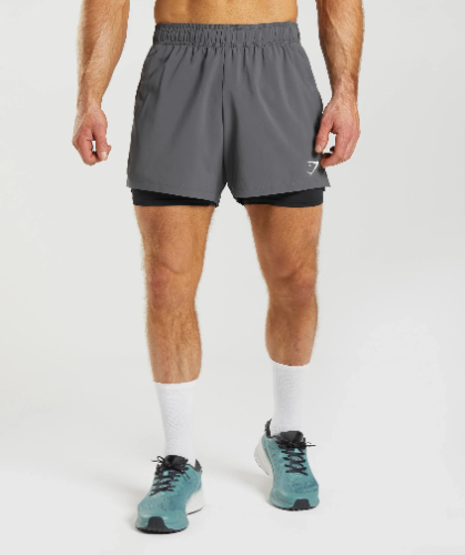 SPORT 5" 2 IN 1 SHORTS grey black (L)