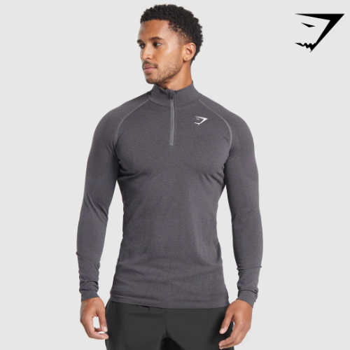VITAL SEAMLESS 1/4 ZIP brushed grey (M)
