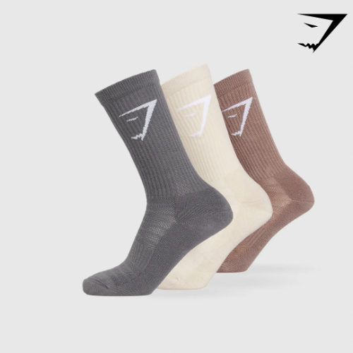 Crew Socks 3pk - Ecru White/Mocha Mauve/Brushed Grey(S)