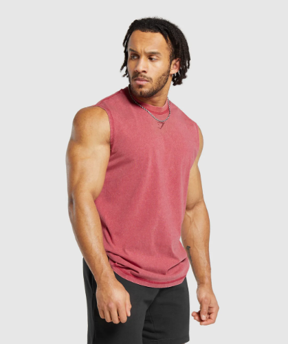 Heritage Washed Cut Off T-Shirt - Vintage Pink(M)