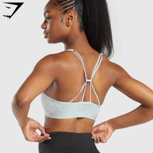 Ruched Strappy Sports Bra - Cool Blue(XS)