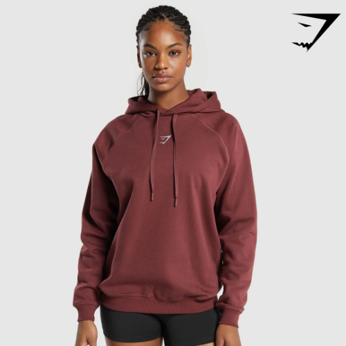 Training Oversized Fleece Hoodie - Burgundy Brown(S)