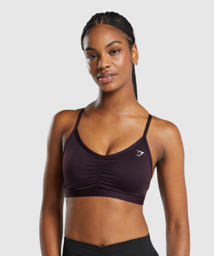 RUCHED SPORTS BRA plum brown(L)