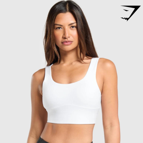 Longline Sports Bra - White(S)