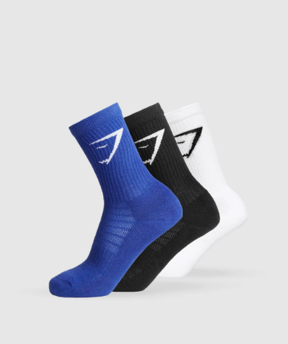 Crew Socks 3pk - White/Wave Blue/Black(S)