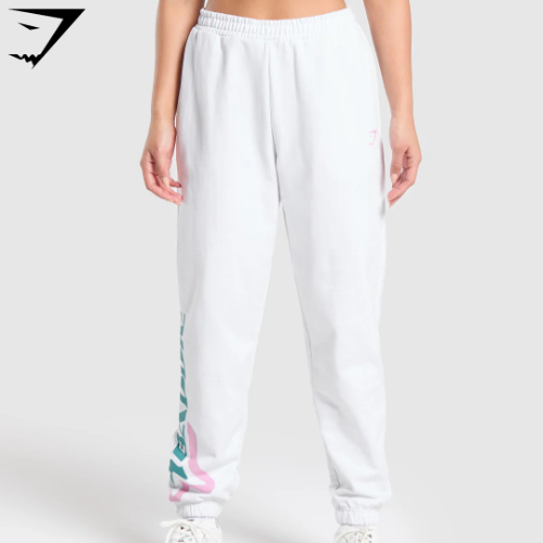 Lifting Baddie Graphic Joggers - White(XS)