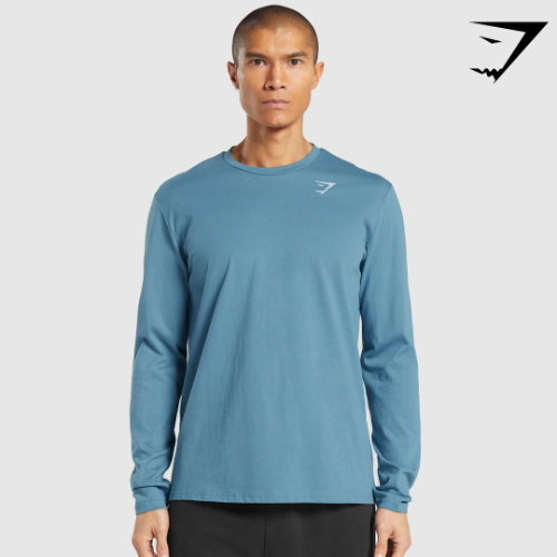 Crest Long Sleeve T-Shirt - Faded Blue