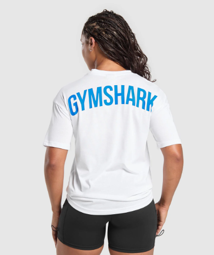 Preventa Power Oversized T-Shirt - White/Barbell Blue(S)