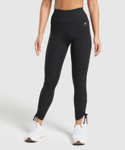 Ribbon Ankle Leggings - Black(S)