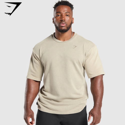 Power Washed Short Sleeve Crew - Ecru Brown(M)