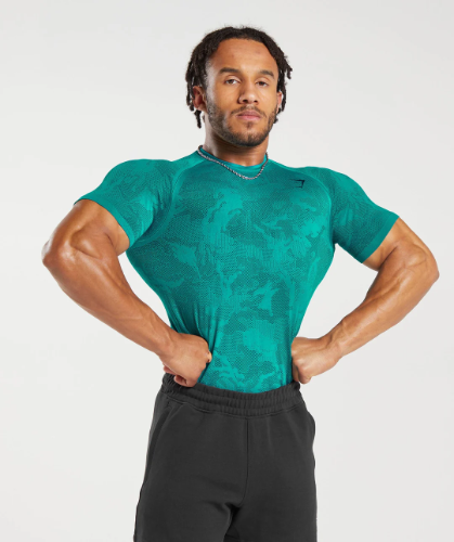 GEO SEAMLESS T-SHIRT blue teal(M)