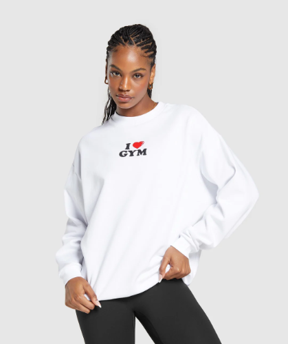 HEART GYM OVERSIZED SWEATSHIRT white(XS)