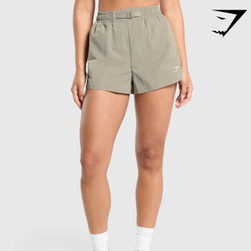 Buckle Waisted Shorts - Linen Brown(M)
