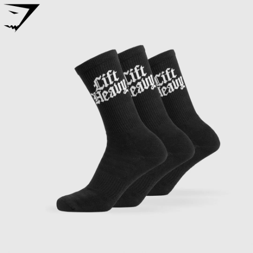 Lift Heavy Crew Sock (M) 3pk - Black