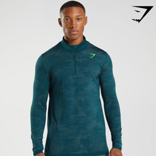 Sport Seamless 1/4 Zip - Winter Teal/Slate Blue(S)