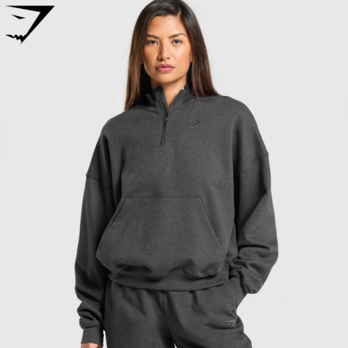 Rest Day Sweats 1/2 Zip Pullover - Black Core Marl(XS)
