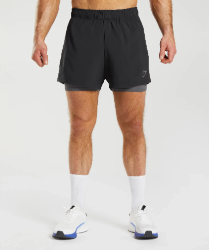 SPORT 5" 2 IN 1 SHORTS black/grey (M)