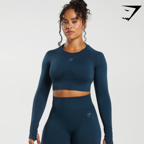 FLEX LONG SLEEVE CROP navy (M)