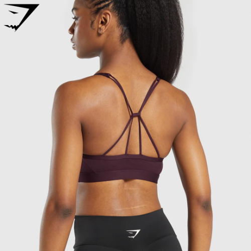 (S) Ruched Strappy Sports Bra - Depth Purple