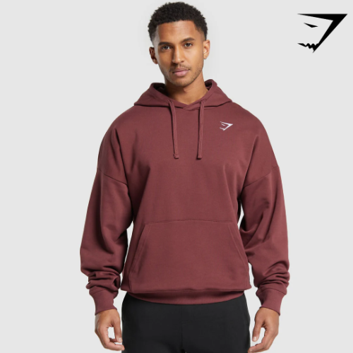 Crest Oversized Hoodie - Burgundy Brown(M)