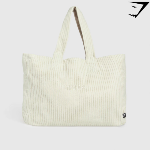 Oversized Cord Tote Bag - Pebble Grey