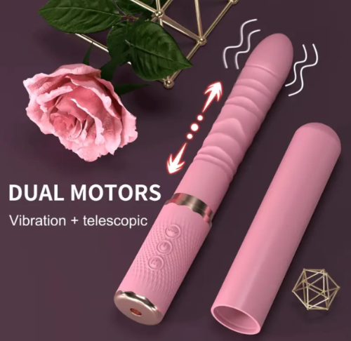 Dildo rosa con empuje