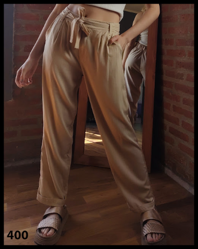 I400 Pantalon liso con faja lino