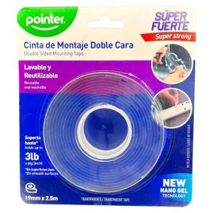 CINTA DOBLE CARA TRANSPARENTE POINTER 19X2.5M