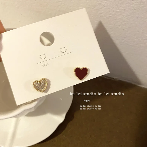 Fashion geometric plating alloy ear studs - Corazon asimetrico - ART30827968