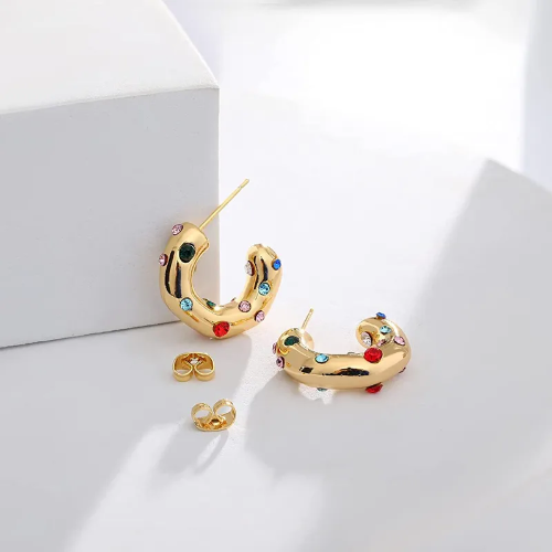 Estilo C con Circoneas Multicolor - Dorado - ART115