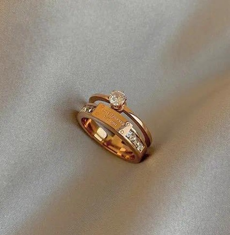 Anillo Doble con Circoneas - Rosa - ANI157