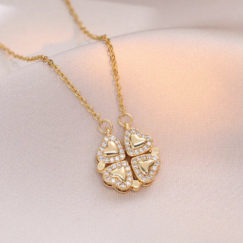 Collar Estilo Van Cleef Corazones con Circoneas 2 en 1 COL112