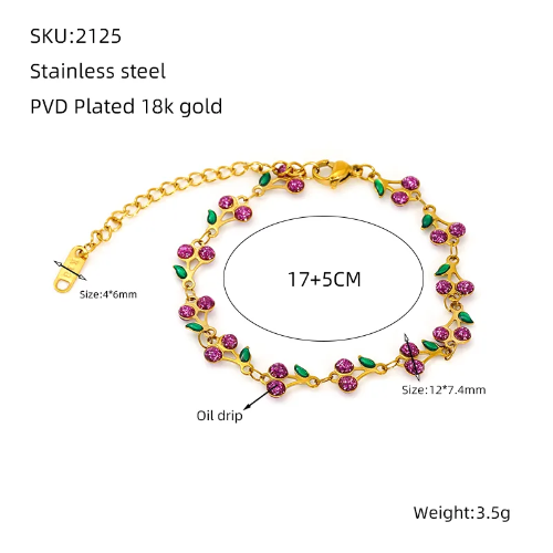 Pulsera Cherry Purpura - Dorado - PUL046