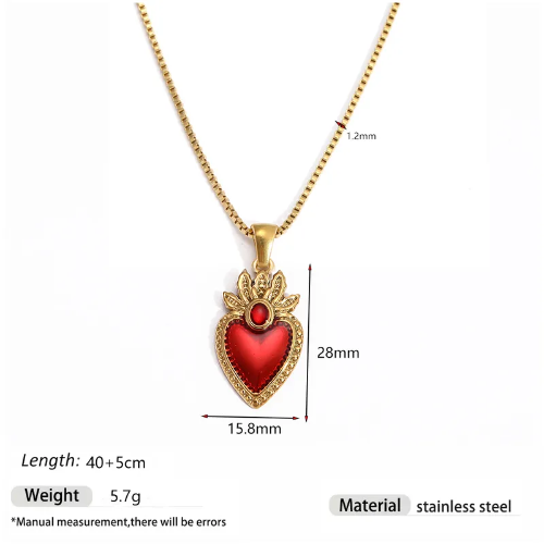 Collar Corazón Ardiente - Dorado - COL097