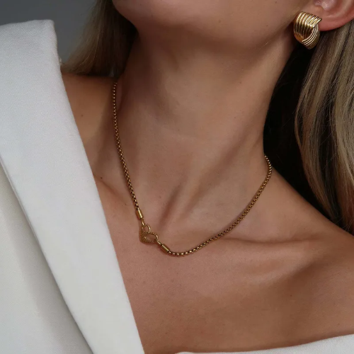 Collar Estilo Corazón - Dorado - COL245